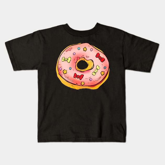 Kawaii Donut Kids T-Shirt by minniemorrisart